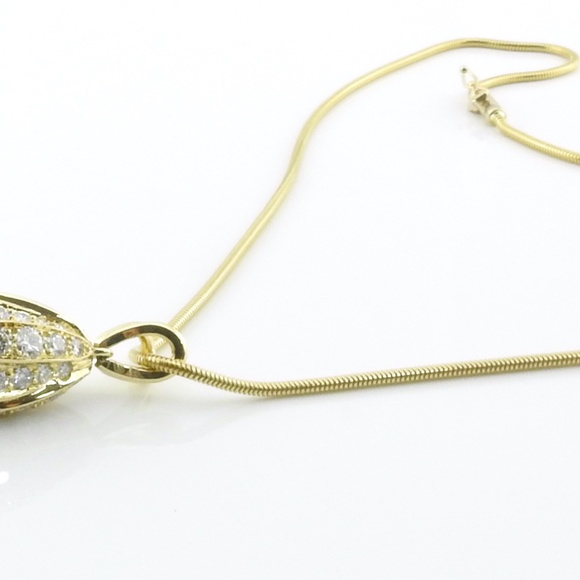 Vintage 18K Yellow Gold Pearl and Diamond Bell Flower Pendant Necklace #1469 - Picture 4 of 9